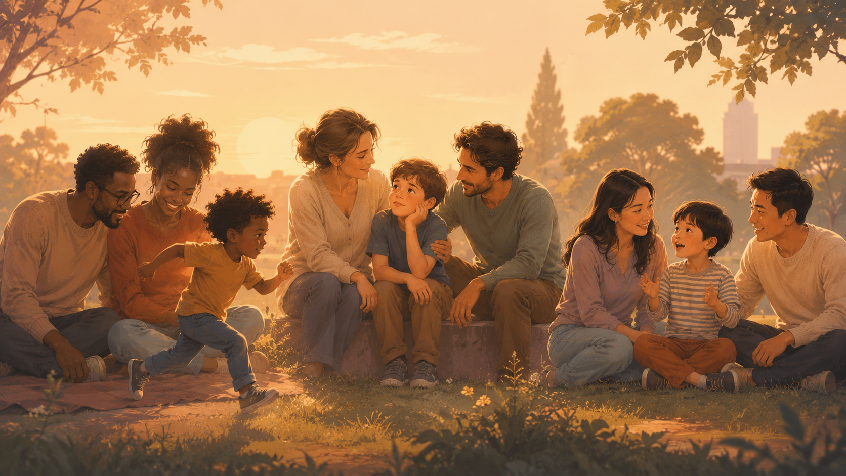 Des familles diverses comprenant leur enfant