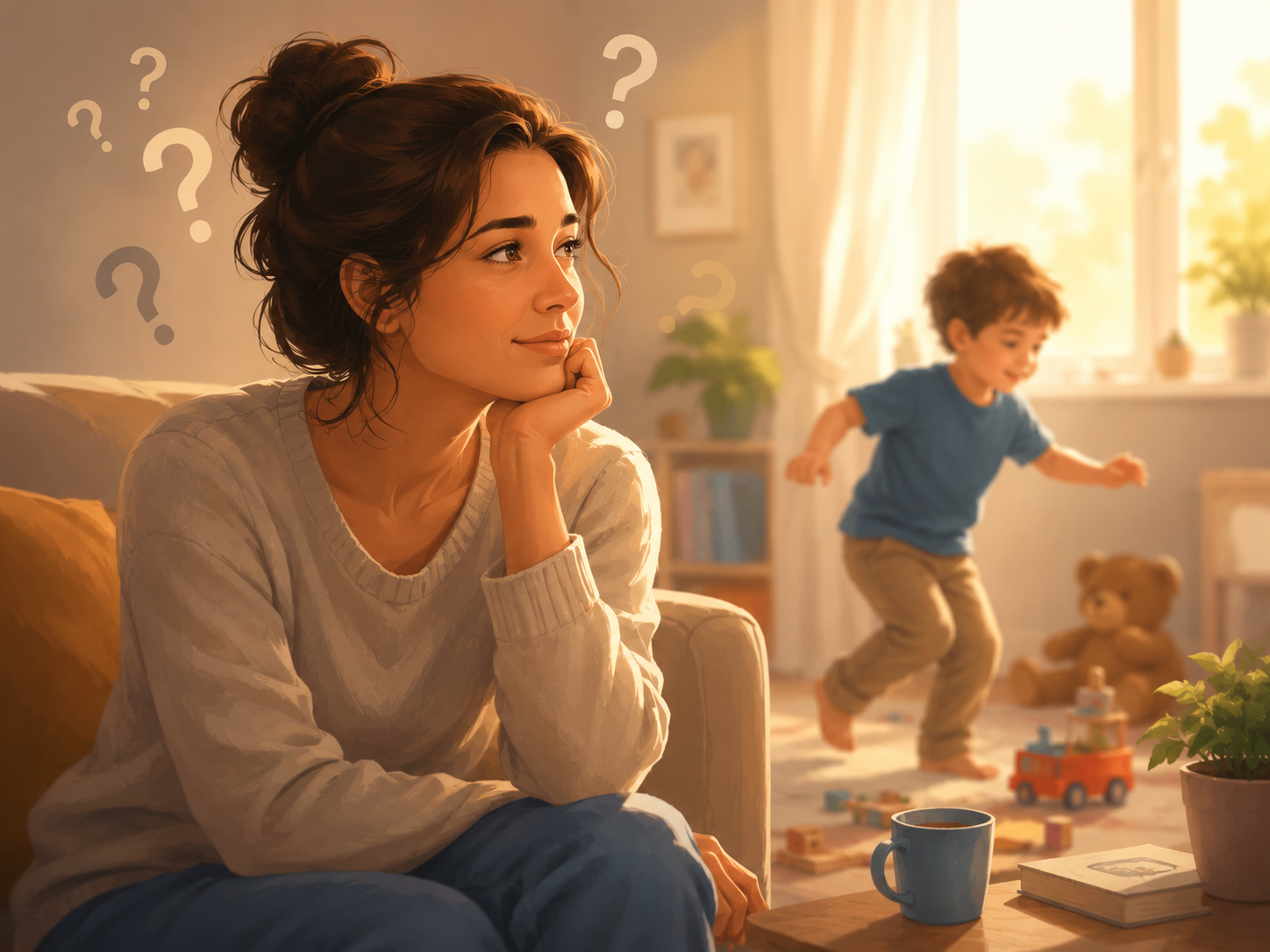Une personne pensive, entre questions et bienveillance