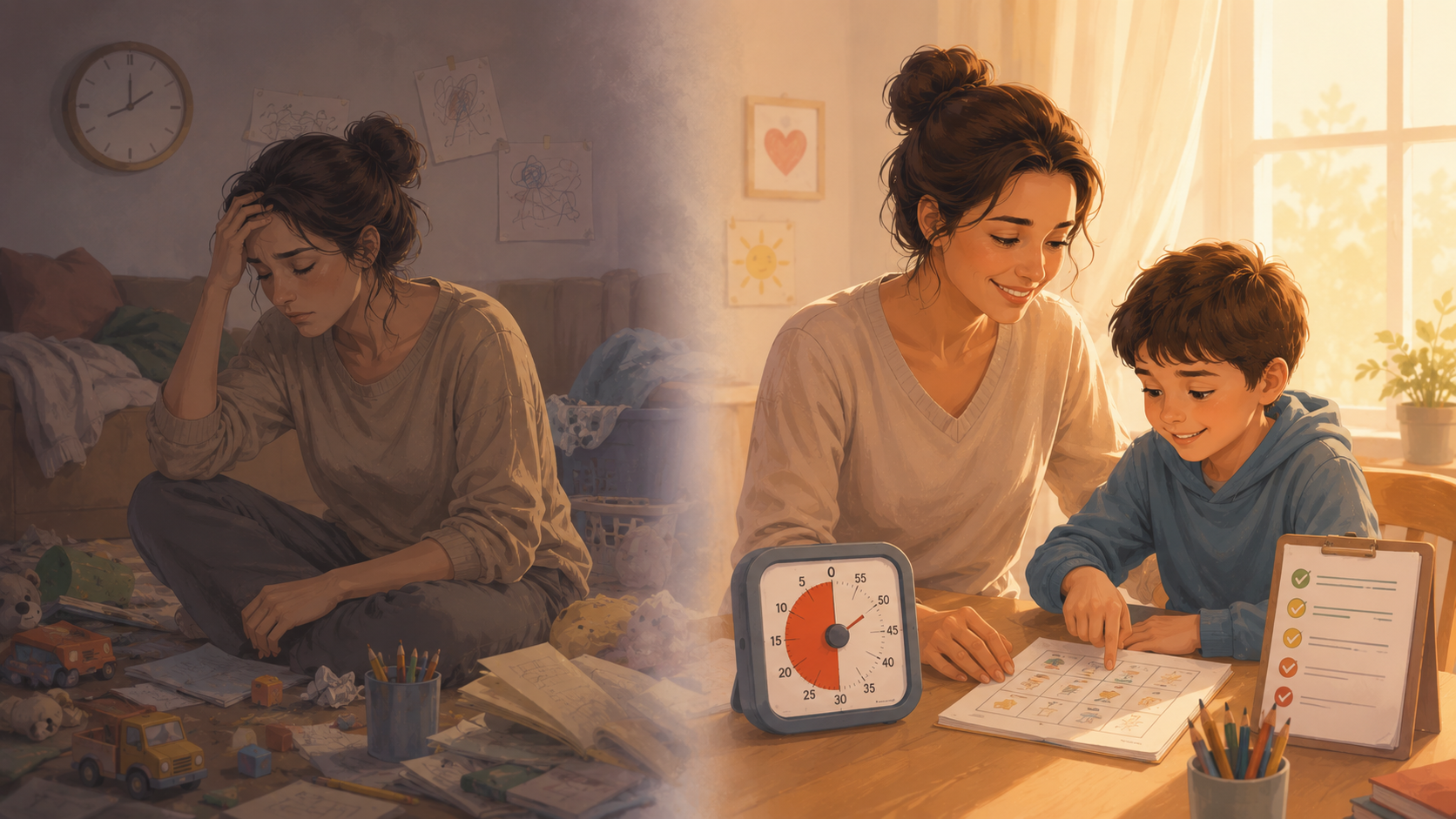 Avant/après : une personne épuisée qui retrouve confiance